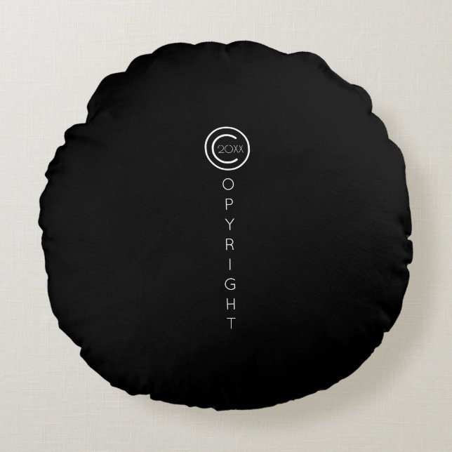 Copyright Modern Typografische Black Rond Kussen (Voorkant)