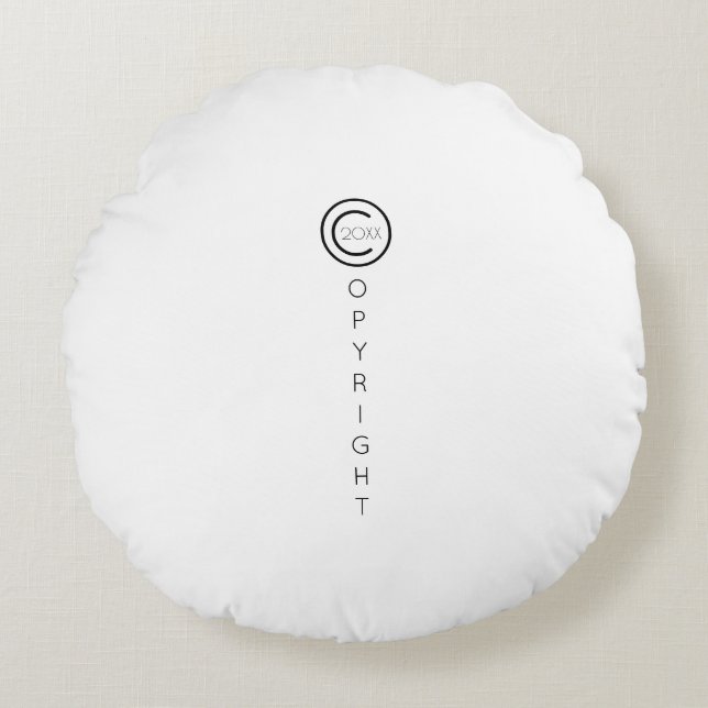 Copyright Modern Typografische White Rond Kussen (Voorkant)