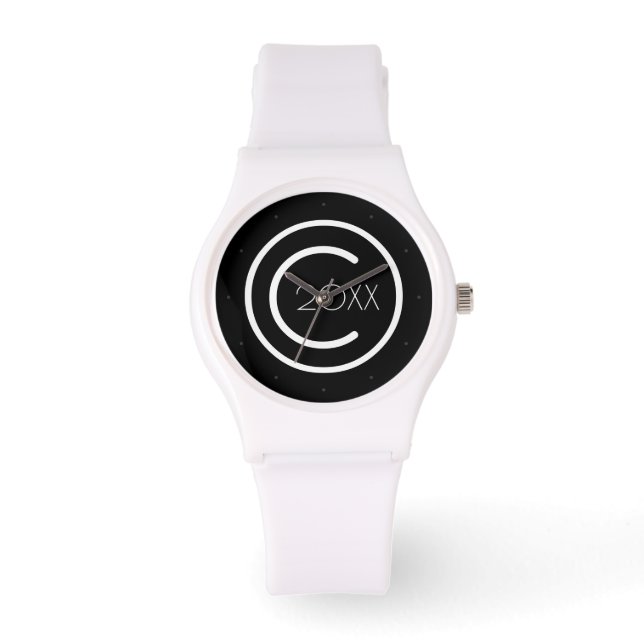 Copyright Yourself Modern Typografische Horloge (Voorkant)