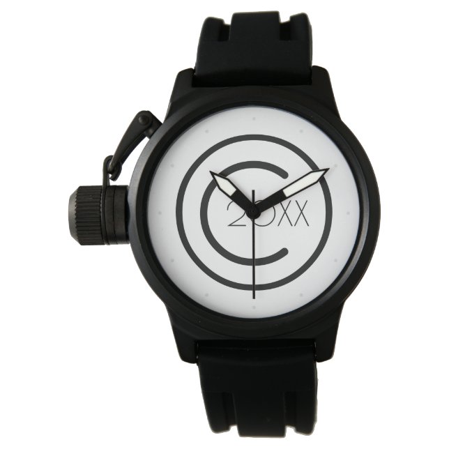Copyright Yourself Modern Typografische Horloge (Voorkant)