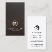 Copywriter Faux Gold Quill Paper Pictogram Visitekaartje (Voorkant / Achterkant)