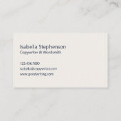 Copywriter Freelance Writer Modern Navy Blue White Visitekaartje (Achterkant)