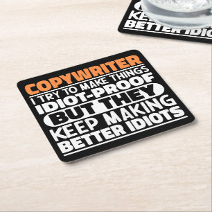 Copywriter Ik probeer dingen grappig te zeggen Kartonnen Onderzetters