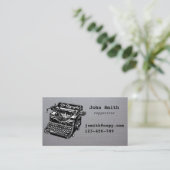 copywriter typemachine ontwerp stijlvol zilver visitekaartje (Staand voorkant)