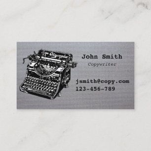 copywriter typemachine ontwerp stijlvol zilver visitekaartje