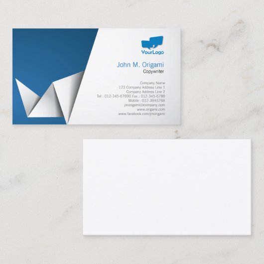 Copywriter Visitekaartje Origami Folds (Voorkant / Achterkant)