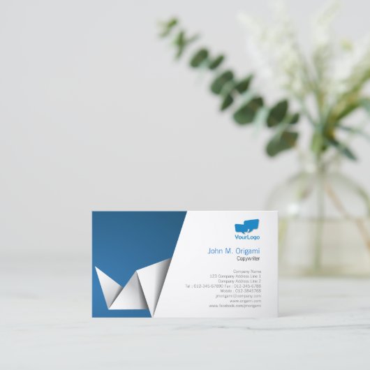 Copywriter Visitekaartje Origami Folds (Staand voorkant)