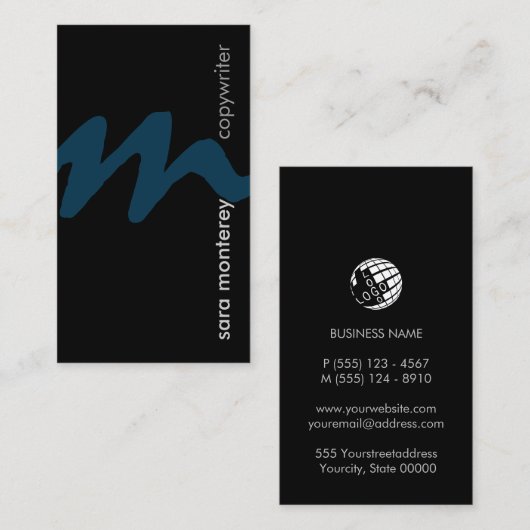 Copywriter Writer Monogram Visitekaartje (Voorkant / Achterkant)