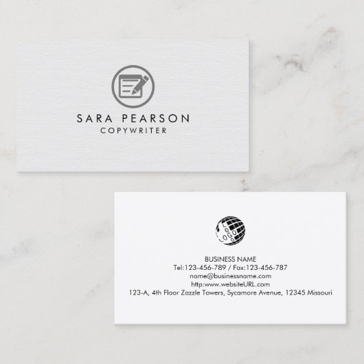 Copywriter Writer Print Publishing Visitekaartje (Voorkant / Achterkant)