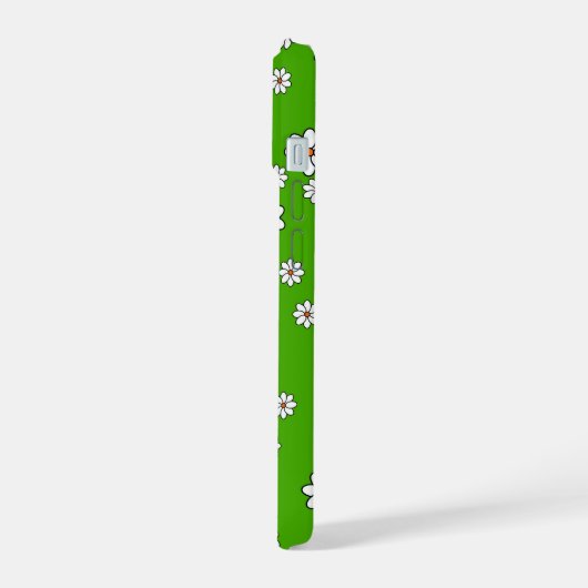 Coque Witte bloemenvlinder op groen tapijt iPhone 15 Case (Linkerkant)