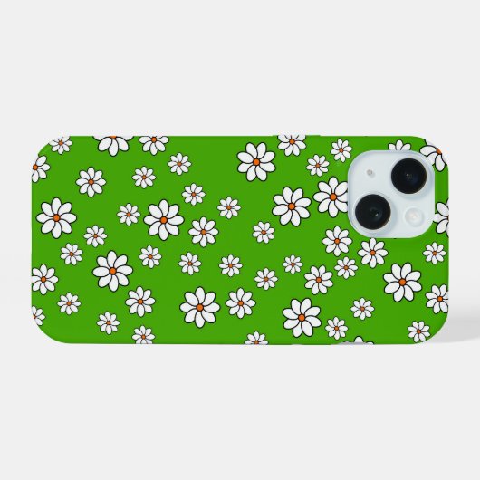 Coque Witte bloemenvlinder op groen tapijt iPhone 15 Case (Achterkant horizontaal)