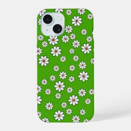 Coque Witte bloemenvlinder op groen tapijt iPhone 15 Case