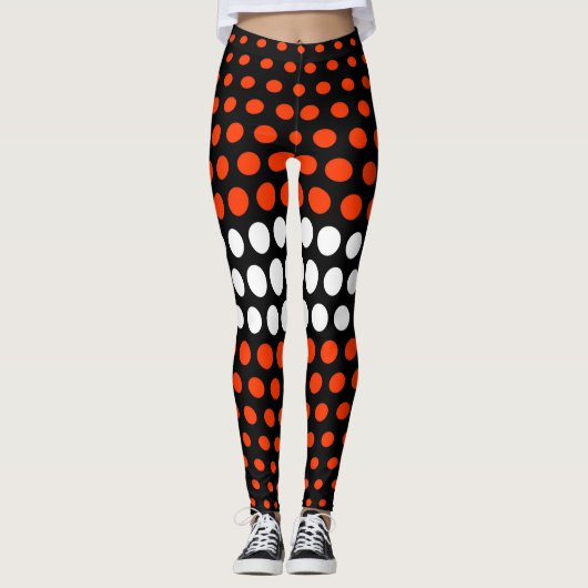 Coquelicot en White Polka Dot Pattern Leggings (Voorkant)