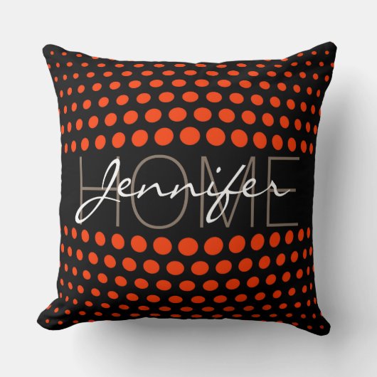 Coquelicot polka punts home monogram kussen (Voorkant)