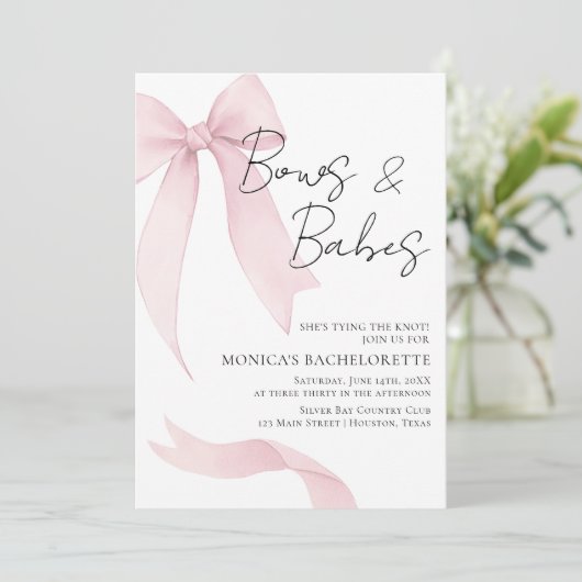 Coquete pink bow Bachelorette Party Kaart (Staand voorkant)
