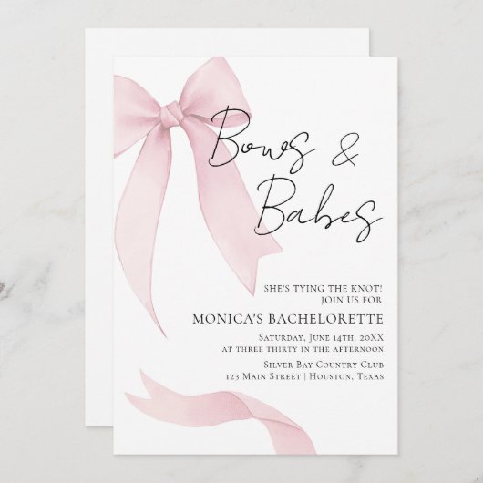 Coquete pink bow Bachelorette Party Kaart (Voorkant / Achterkant)