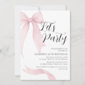 Coquete pink bow Birthday party Kaart (Voorkant)