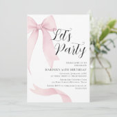 Coquete pink bow Birthday party Kaart (Staand voorkant)