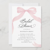 Coquete pink bow Bridal Shower invitation Kaart (Voorkant)