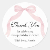 Coquete pink bow Thank You Classic Sticker (Voorkant)