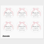 Coquete pink bow Thank You Classic Sticker (Vel)