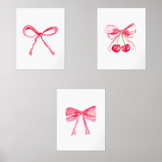 Coquette 11x14 Roze Bogen Schattige Baby Girl Kwek Muurkunst Sets (Voorkant)