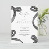 Coquette 16e Verjaardag Meisje Black Bow 18e 21e Kaart (Staand voorkant)