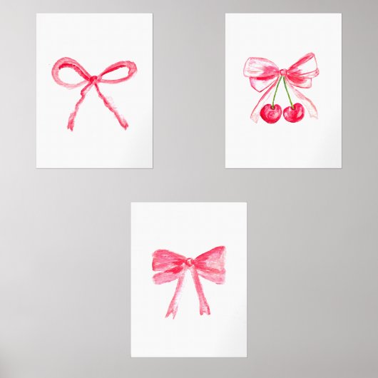 Coquette 18x24 Roze Bogen Schattige Baby Girl Kwek Muurkunst Sets (Voorkant)