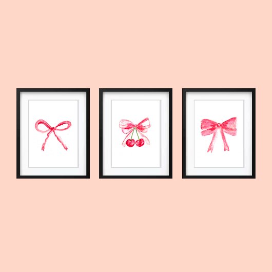 Coquette 18x24 Roze Bogen Schattige Baby Girl Kwek Muurkunst Sets