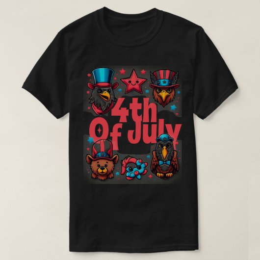 Coquette 4th of July Amerikaanse Vlag USA Retro 4t T-shirt (Design voorkant)