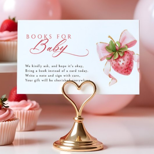 Coquette Aardbei Baby shower Boeken voor Baby Informatiekaartje