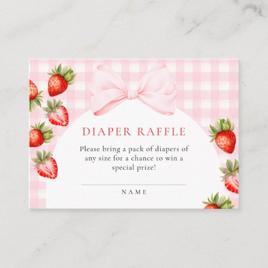 Coquette Aardbei Baby shower Luier Raffle Informatiekaartje (Voorkant)