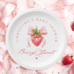 Coquette Aardbei Baby shower Papieren Bordje<br><div class="desc">De Coquette Strawberry Baby shower Paper Borden is een heerlijke mix van charme en elegantie, perfect vastleggen van het plezier van het vieren van de komst van een baby meisje. Het ontwerp is voorzien van een prachtige waterverf-afbeelding van rijpe rode aardbeien, hun levendige tinten die de zoetheid van een nieuw...</div>