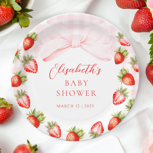 Coquette Aardbei Baby shower Papieren Bordje