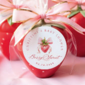 Coquette Aardbei Baby shower Ronde Sticker