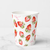 Coquette Aardbei Boog Berry Eerste Verjaardag Papieren Bekers (Achterkant)