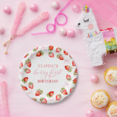 Coquette Aardbei Boog Berry Eerste Verjaardag Papieren Bordje (Feest)