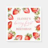 Coquette Aardbei Boog Berry Eerste Verjaardag Servet (Voorkant)