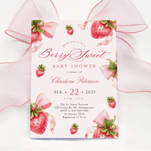Coquette Aardbeien Baby shower Invitation Kaart