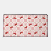 Coquette Aesthetic Desk Mat Cherry Red Bows Office (Voorkant)