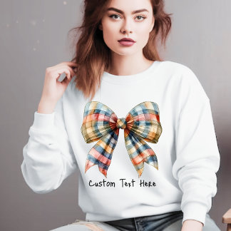 Coquette Aesthetic Plaid Bow Aangepaste naam Trui