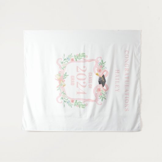 Coquette Afstuderen Crest w / Bow Foto Achtergrond Wandkleed (Voorkant (horizontaal))