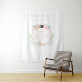 Coquette Afstuderen Crest w / Bow Foto Achtergrond Wandkleed