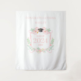 Coquette Afstuderen Crest w / Bow Foto Achtergrond Wandkleed