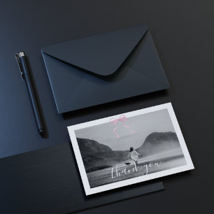 Coquette Afstuderen roze lint bedankkaart Notitiekaartje