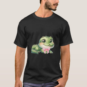Coquette Alligator Crocodile Bow Eenvoudig Roze Sc T-shirt