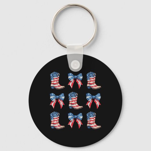 Coquette American Cowgirl Western Boots 4th Of Jul Sleutelhanger (Voorkant)