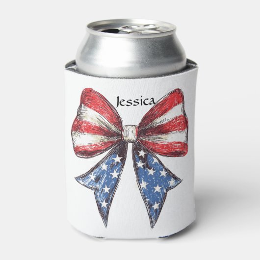 Coquette Amerikaanse boog gepersonaliseerd Blikjeskoeler (Blikje Voorkant)