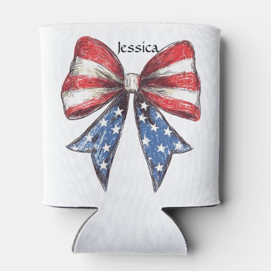 Coquette Amerikaanse boog gepersonaliseerd Blikjeskoeler (Achterkant)