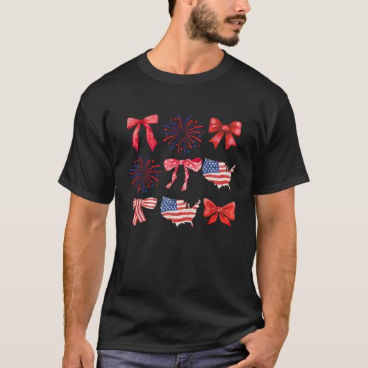 Coquette Amerikaanse Vlag Coquette Boog 4 juli ic T-shirt (Voorkant)